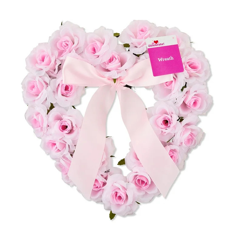 Rose Wreath, Pink, 16", Valentine's Day by Way To Celebrate | Walmart (US)