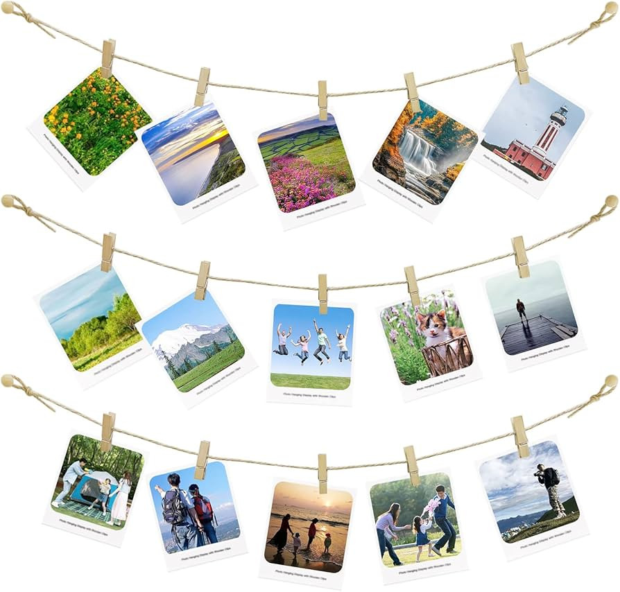 Photo Hanging Display with 50 Photo Clips, String Hanging Pictures Decor Wall Display, Clip Photo... | Amazon (CA)