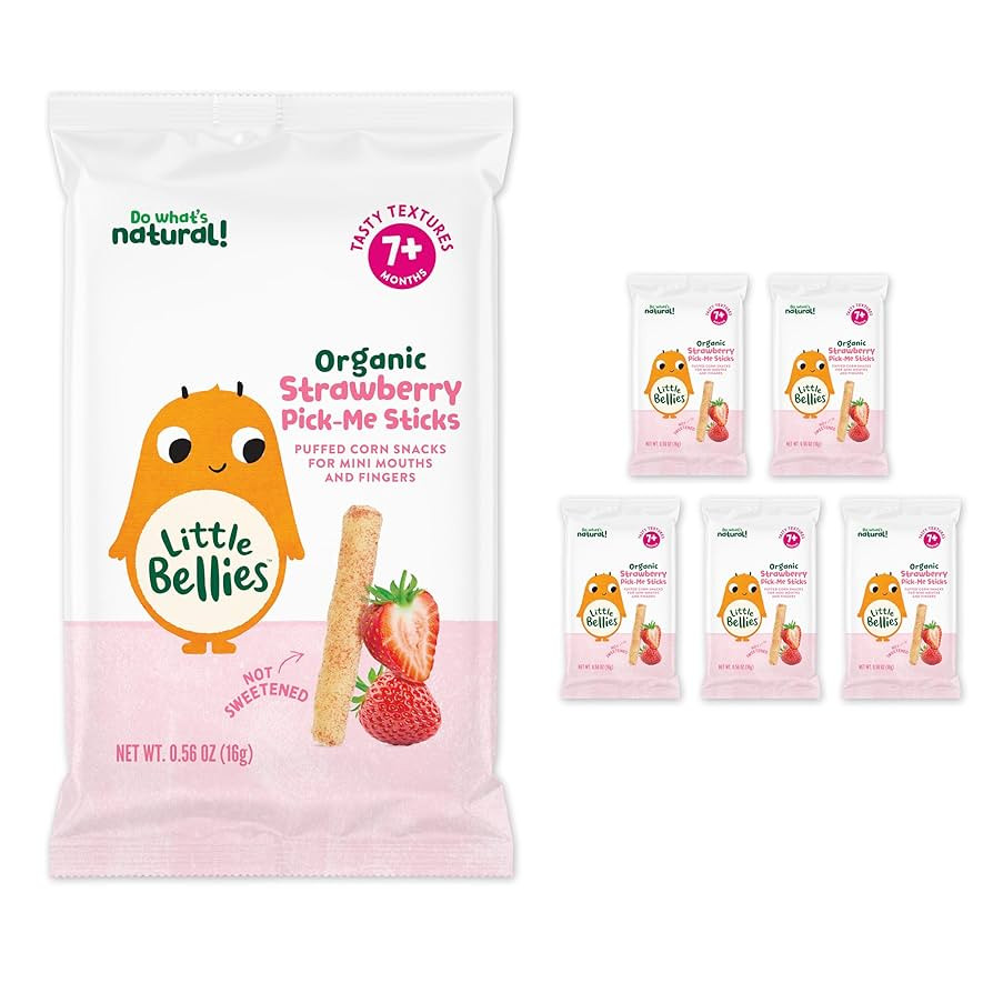 Little Bellies Organic Strawberry Pick-Me Sticks Baby Snack (Pack of 5 x 0.56 oz Individual Packs... | Amazon (US)