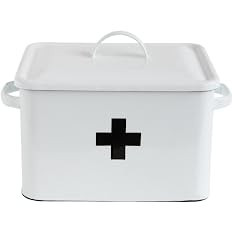 Creative Co-Op Enameled First Aid Lid & Black Front Box, White, Black Cross | Amazon (US)