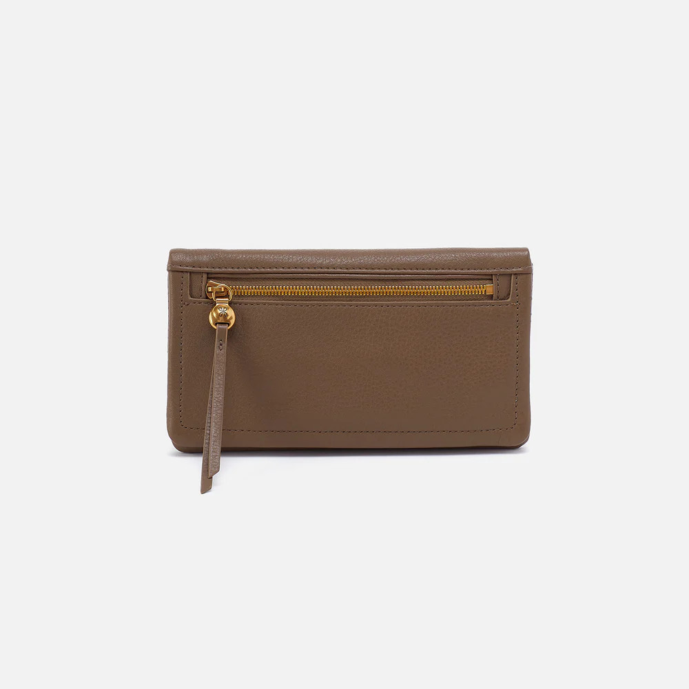 Lumen Continental Wallet In Pebbled Leather - Dark Elm | HOBO Bags