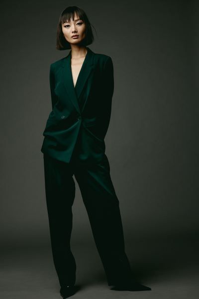Tapered Pants - Dark green - Ladies | H&M US | H&M (US + CA)