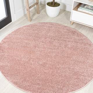 JONATHAN Y Haze Solid Low-Pile Pink 5 ft. Round Area Rug SEU100P-5R - The Home Depot | The Home Depot