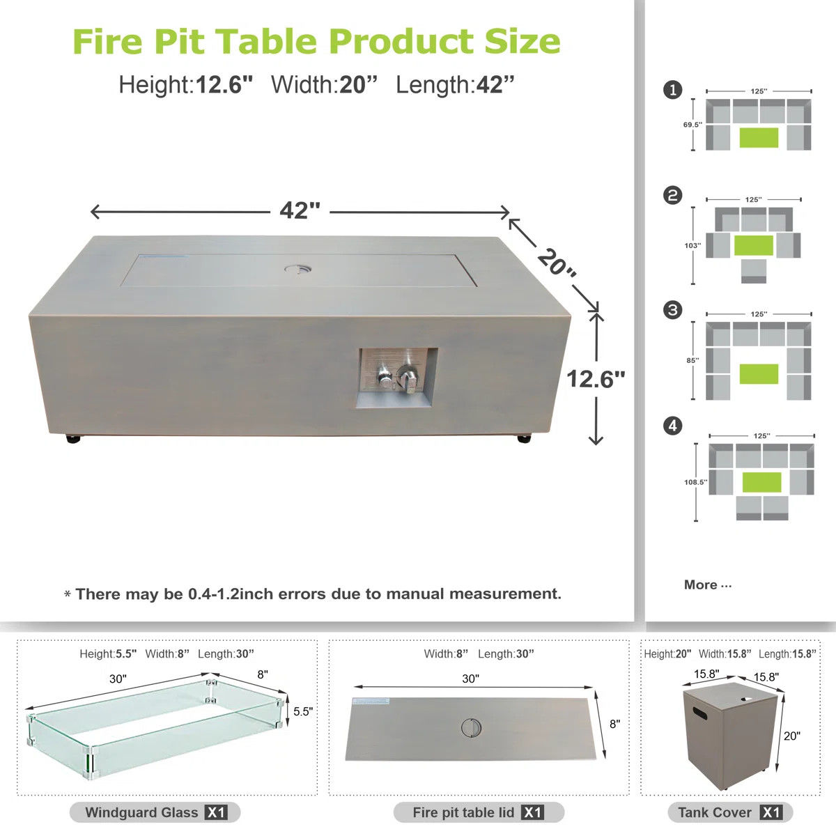 Joycie 12.6’’ H x 42’’ W Metal Propane Outdoor Gas Fire Pit Table | Wayfair North America