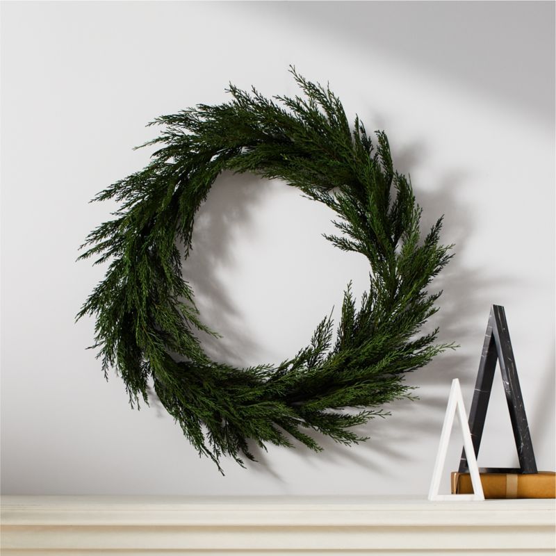 Faux Cedar Wreath 22.5" | CB2 | CB2
