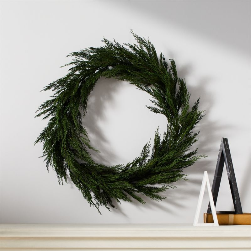 Faux Cedar Wreath 22.5" + Reviews | CB2 | CB2