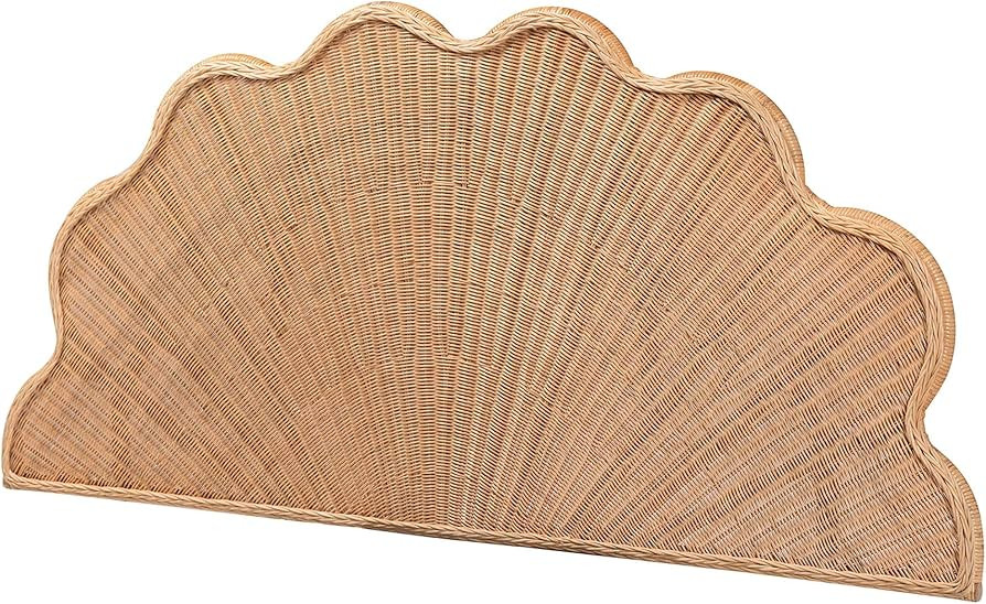 Bali & pari Callias Natural Rattan Scalloped Headboard with Sunburst Weave – Coastal Boho Wicke... | Amazon (US)