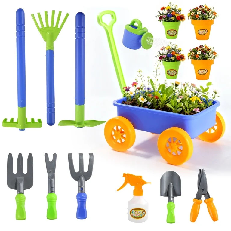 JoyStone Kids Gardening Tools Set, 15 PCS Plastic Gardening Set Include Child Safe Rake Shovel wi... | Walmart (US)