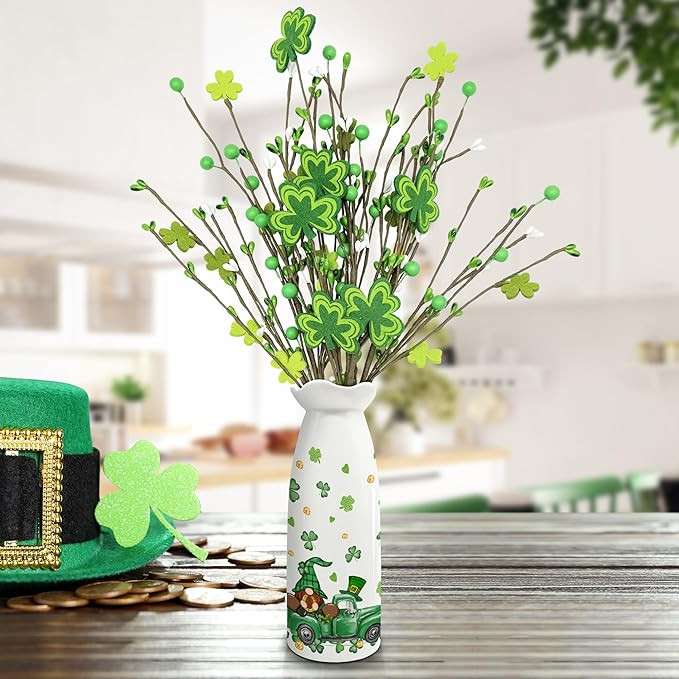 ARIDUR St Patricks Day Decor, Saint Patricks Decorations - Artificial Flowers 3 PCS with vase, Tr... | Amazon (US)