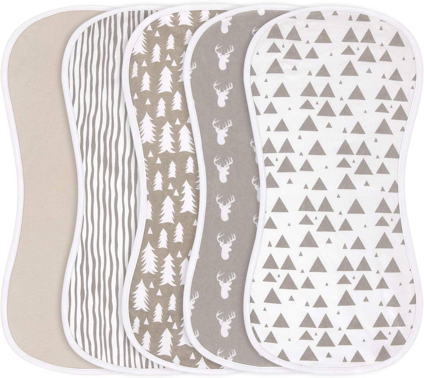 Burp Cloths for Baby Boys and Girls - 5 Pack 100% Combed Cotton Baby Burp Set, Extra Absorbent & Sof | Amazon (US)