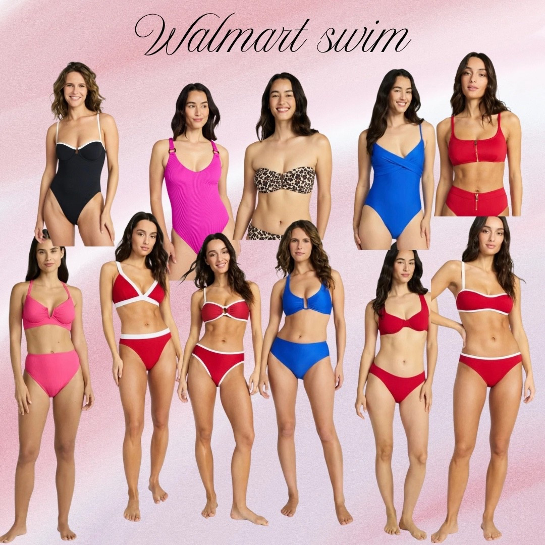 Walmart swim! Wow look at these cute one and two pieces #walmart #walmartfashiom #walmartswim #summer #swimsuit #red #blakc 

#LTKSwim #LTKmomlife #LTKOver40