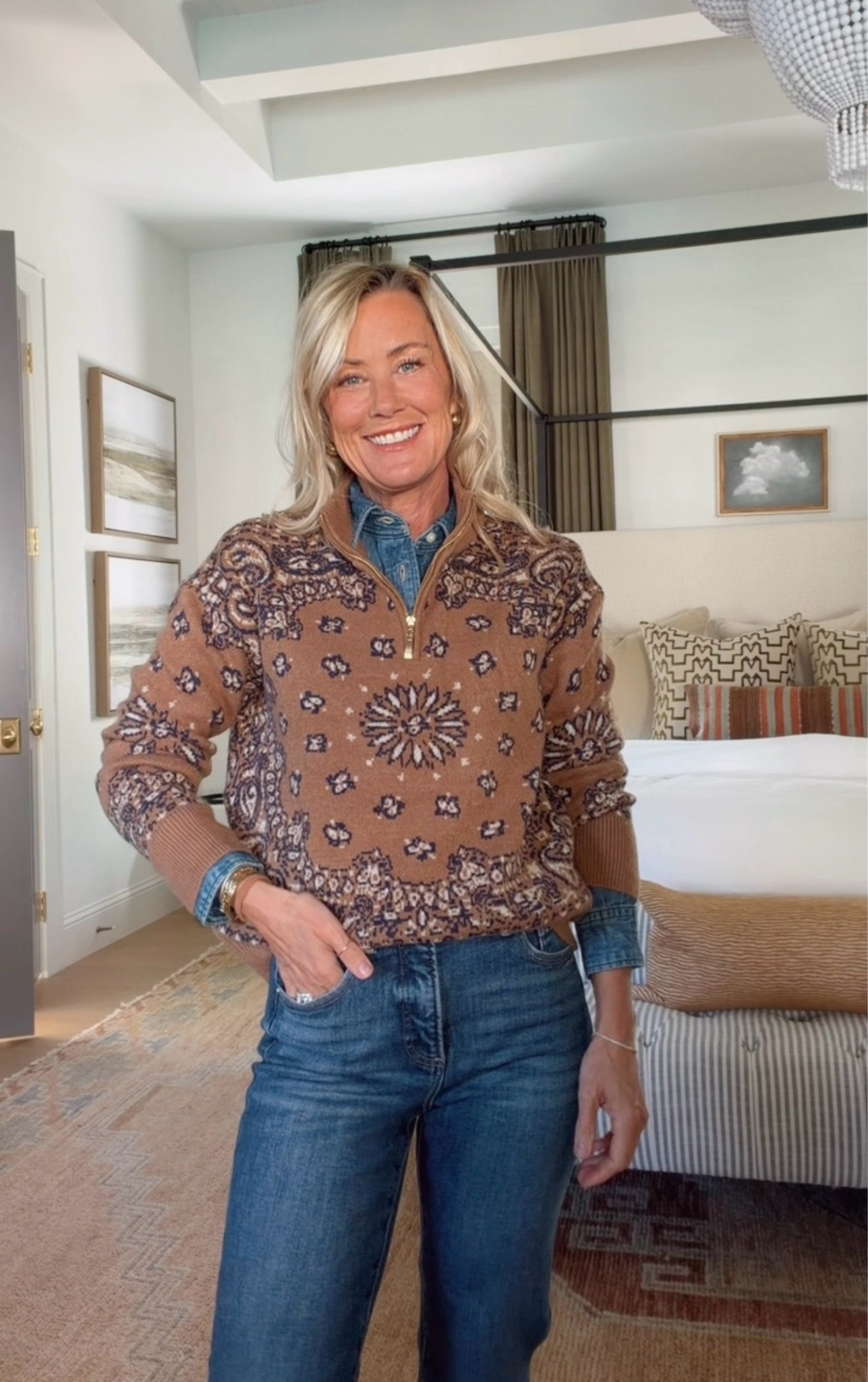 Another darling fall sweater from this Social Threads drop! This pattern is so fun.
Top: small
Sweater: xs
Jeans: 26

#LTKootd #LTKOver40 #LTKSeasonal