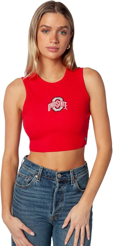 Hype & Vice Women's Cropped Ribbed Cut-Off Tank, College Game Day Shirt | Amazon (US)