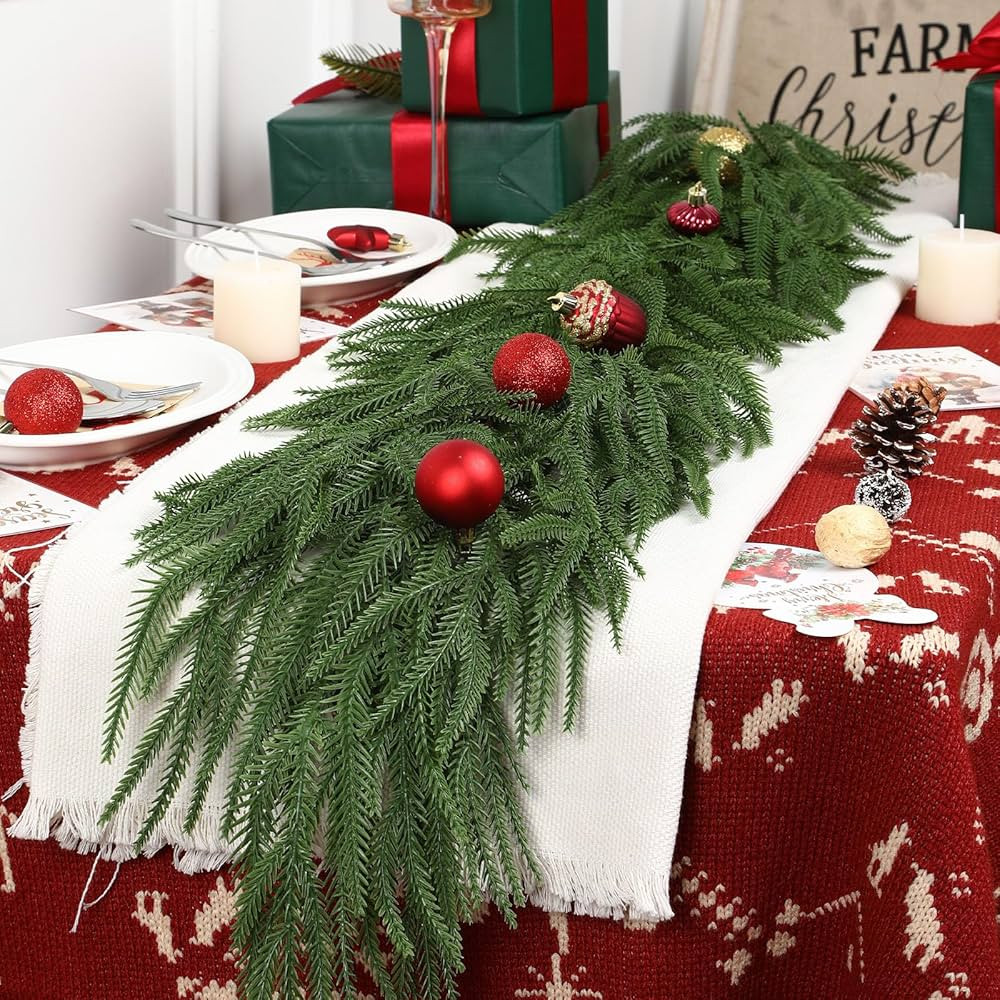 9ft Artificial Christmas Garland, Real Touch Norfolk Pine Garland- Winter Pine Garland, Greenery ... | Amazon (US)
