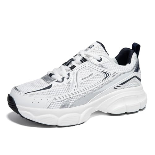 BAASPLOA Women's Chunky Fashion Sneakers Casual Sports Shoes Mesh Breathable Athletic Gym Workout Tennis Shoe Platform Thick Walking Shoes A-White | Amazon (US)
