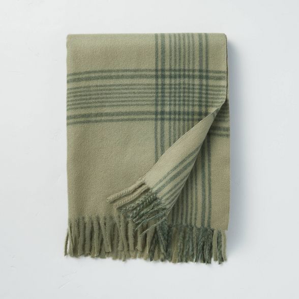 Open Plaid Fringe Throw Blanket Tonal Green - Hearth & Hand™ with Magnolia | Target