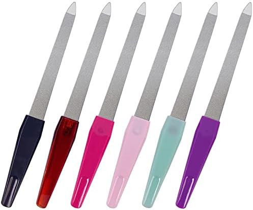 Metal Nail File (6 Pcs), Nail Files for Natural Nails Made of Stainless Steel, Sword Fingernail Files with Sharp Pointed Tip Non Slip Handle, Diamond Finger Nail Filers for Women Sapphire Grit | Amazon (US)