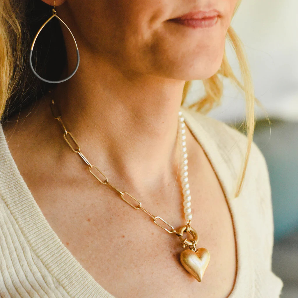 Puffy Heart Toggle Necklace (silver or gold) | Erin McDermott Jewelry