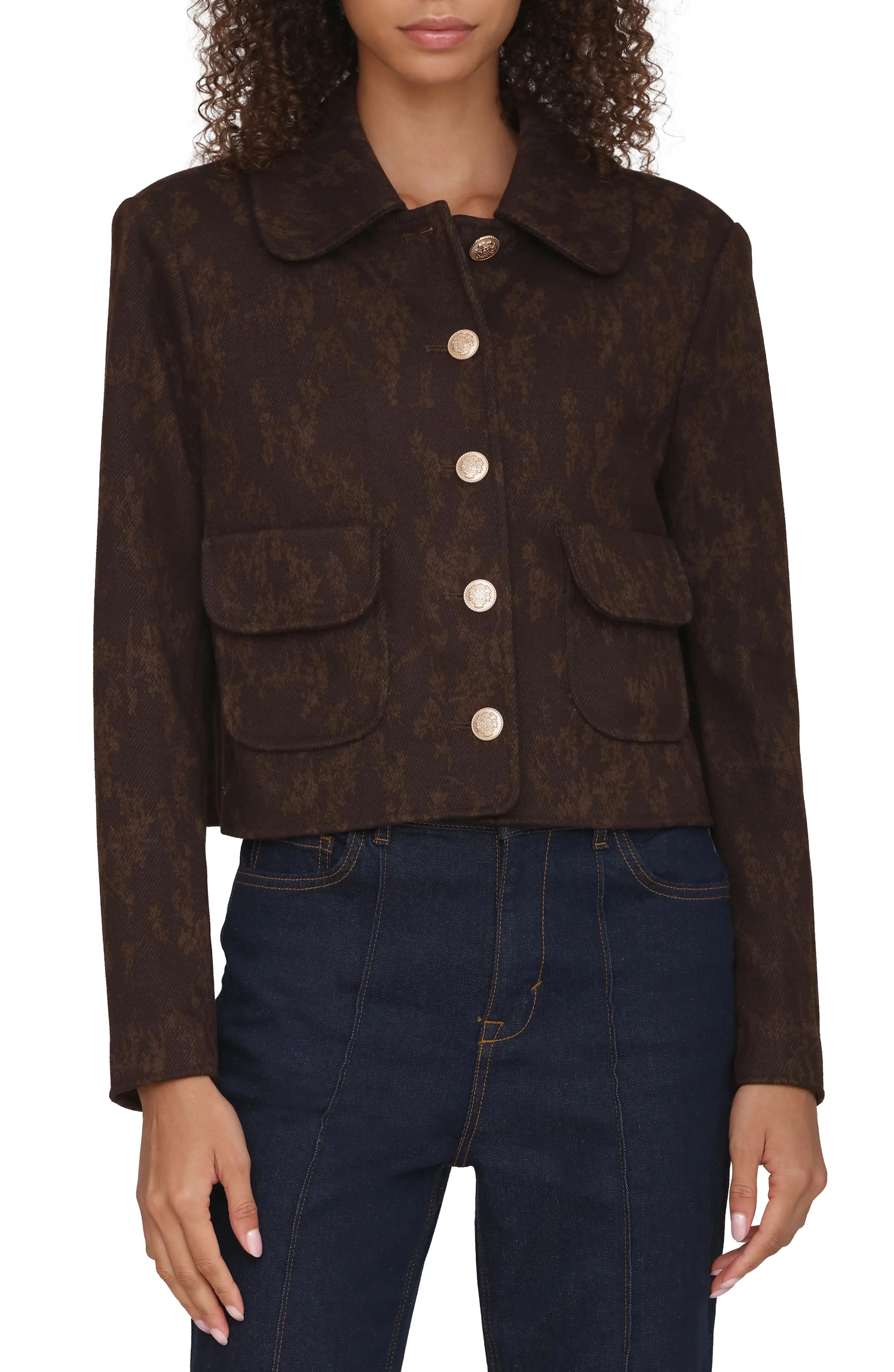 Bagatelle Floral Jacquard Crop Jacket (Women) | Nordstrom | Nordstrom
