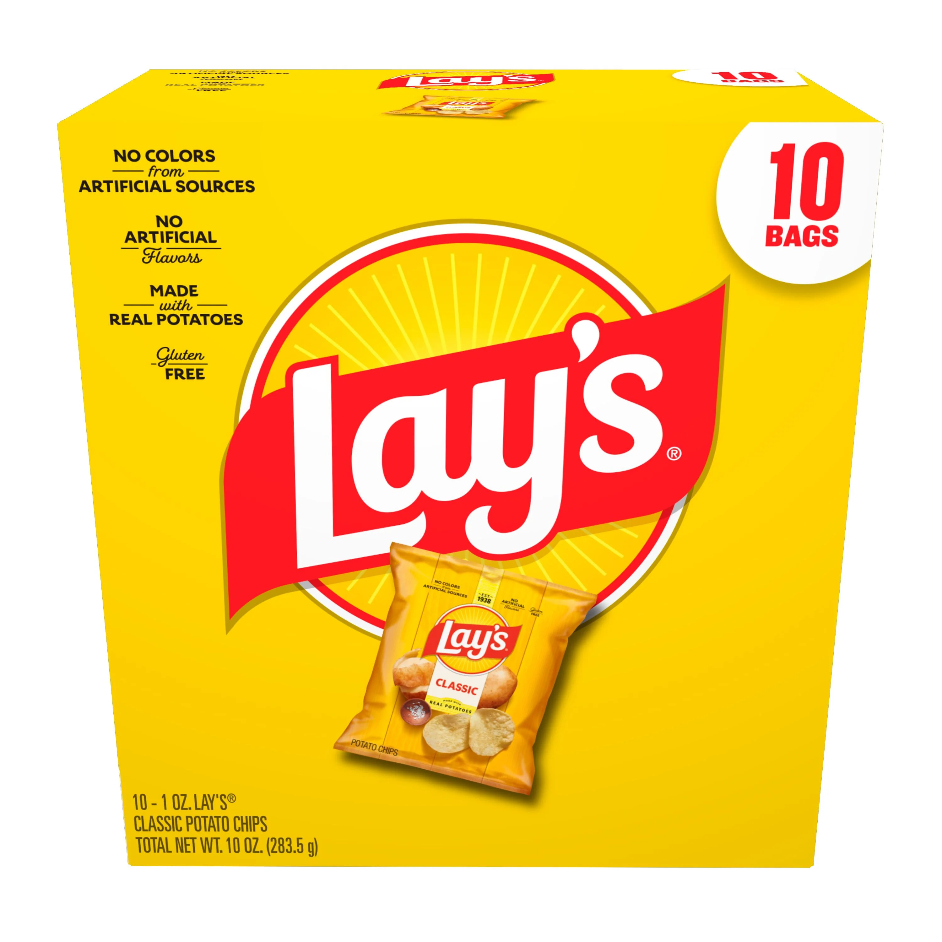 Lay's Classic Potato Snack Chips, 1 oz Bags, 10 Count Multipack | Walmart (US)