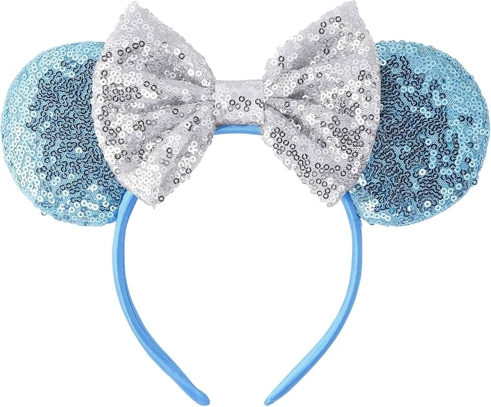 Cinderella Blue Minnie Ears Headband, Princess Sparkle Rose Gold Mouse Ears Headband for Women Gi... | Amazon (US)