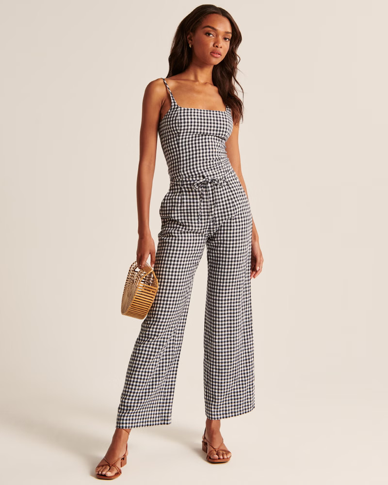 Linen Tailored Wide Leg Pants | Abercrombie & Fitch (US)