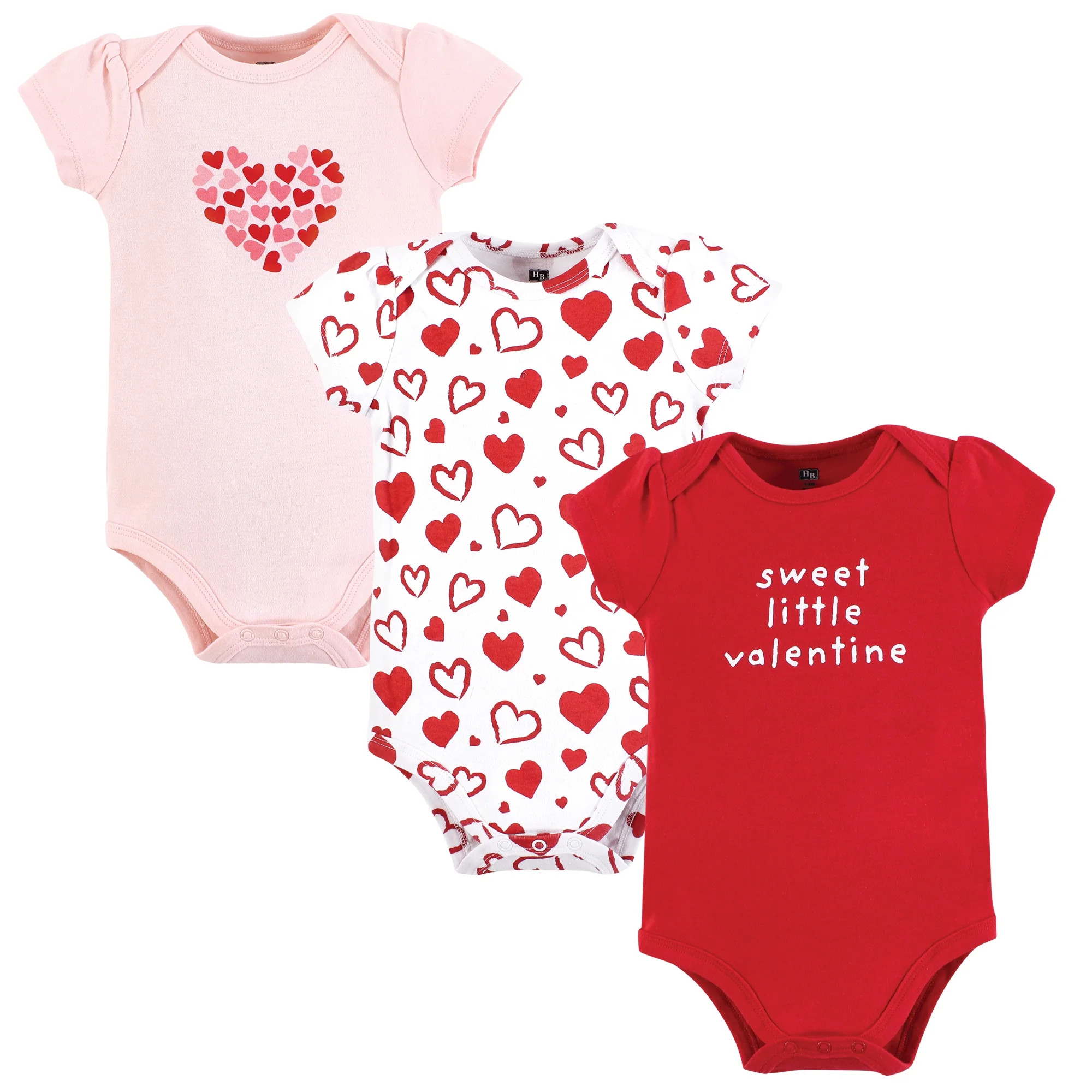 Hudson Baby Infant Girl Cotton Bodysuits, Valentine Hearts, Preemie | Walmart (US)