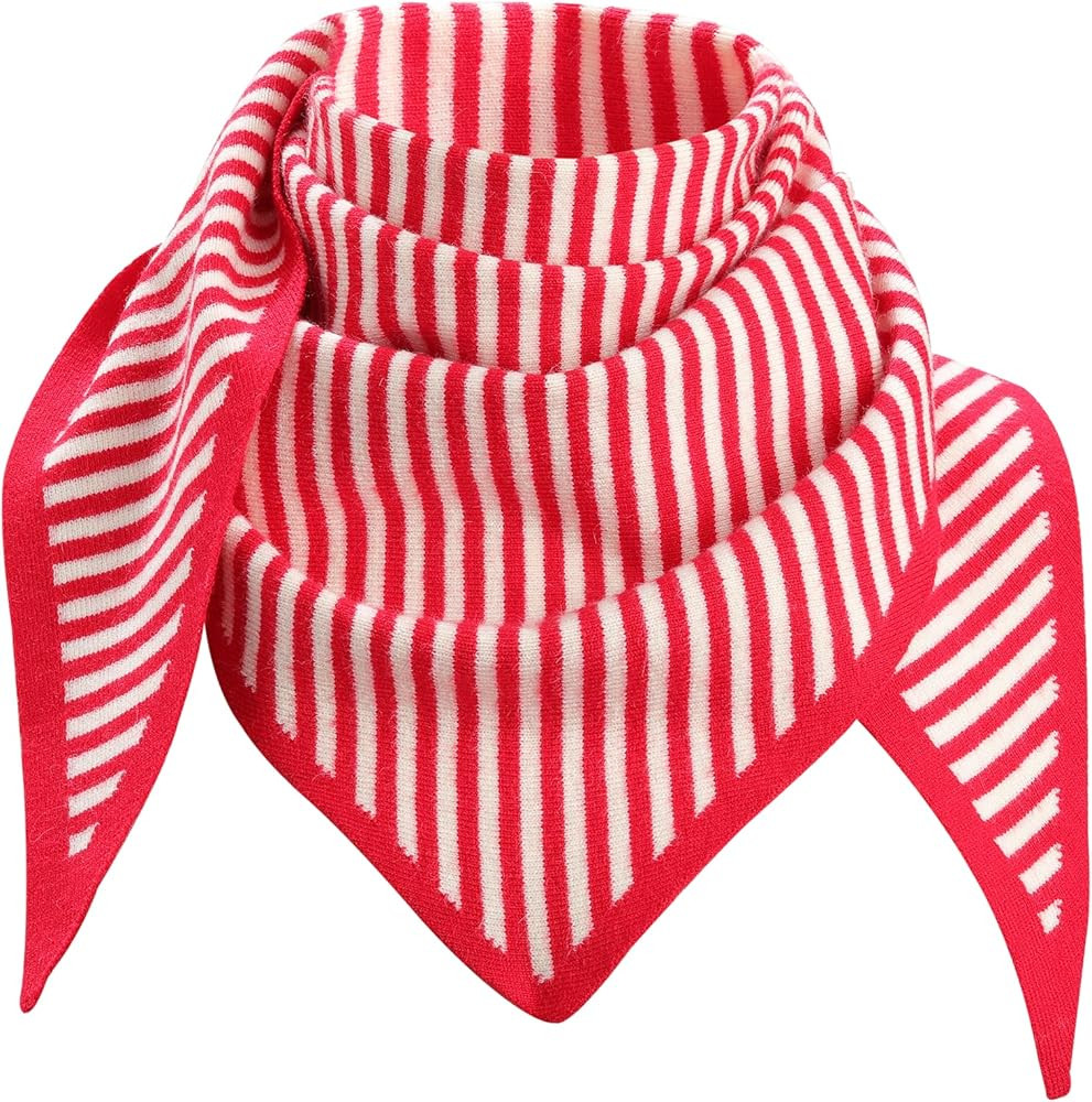 Molans Knitted Stripe Triangle Scarf for Women- 47inch Women's Warm Knit Shawl, Fashionable Blank... | Amazon (US)