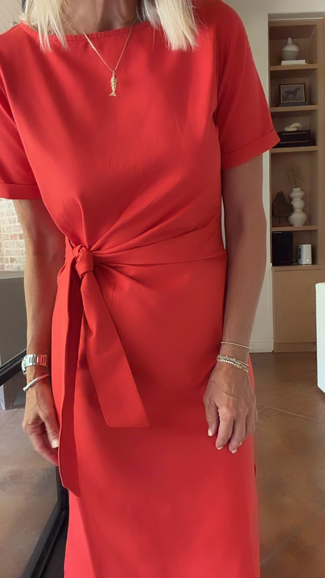 Super flattering and comfortable dress! Jersey knit, fabric, flattering because you can tie it at the waist, cinch it at the waist.

Wearing small 
￼@Quince #quincepartner

#LTKootd #LTKOver40 #LTKTravel