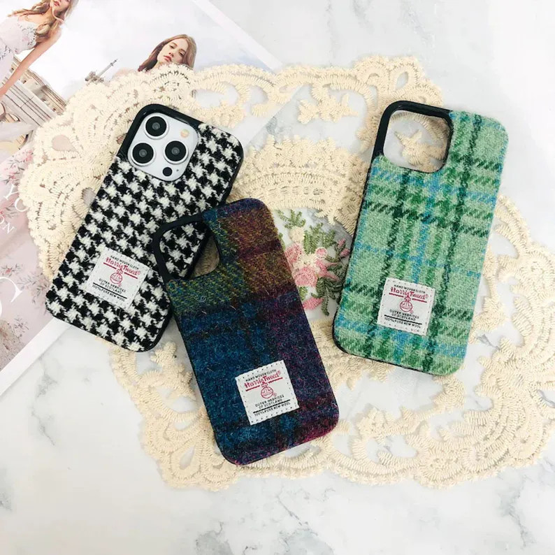 Embroidered Fabric Phone Case Made From Harris Tweed Cloth for iPhone 17 16e 16 15 14 13 Pro Max,... | Etsy (US)