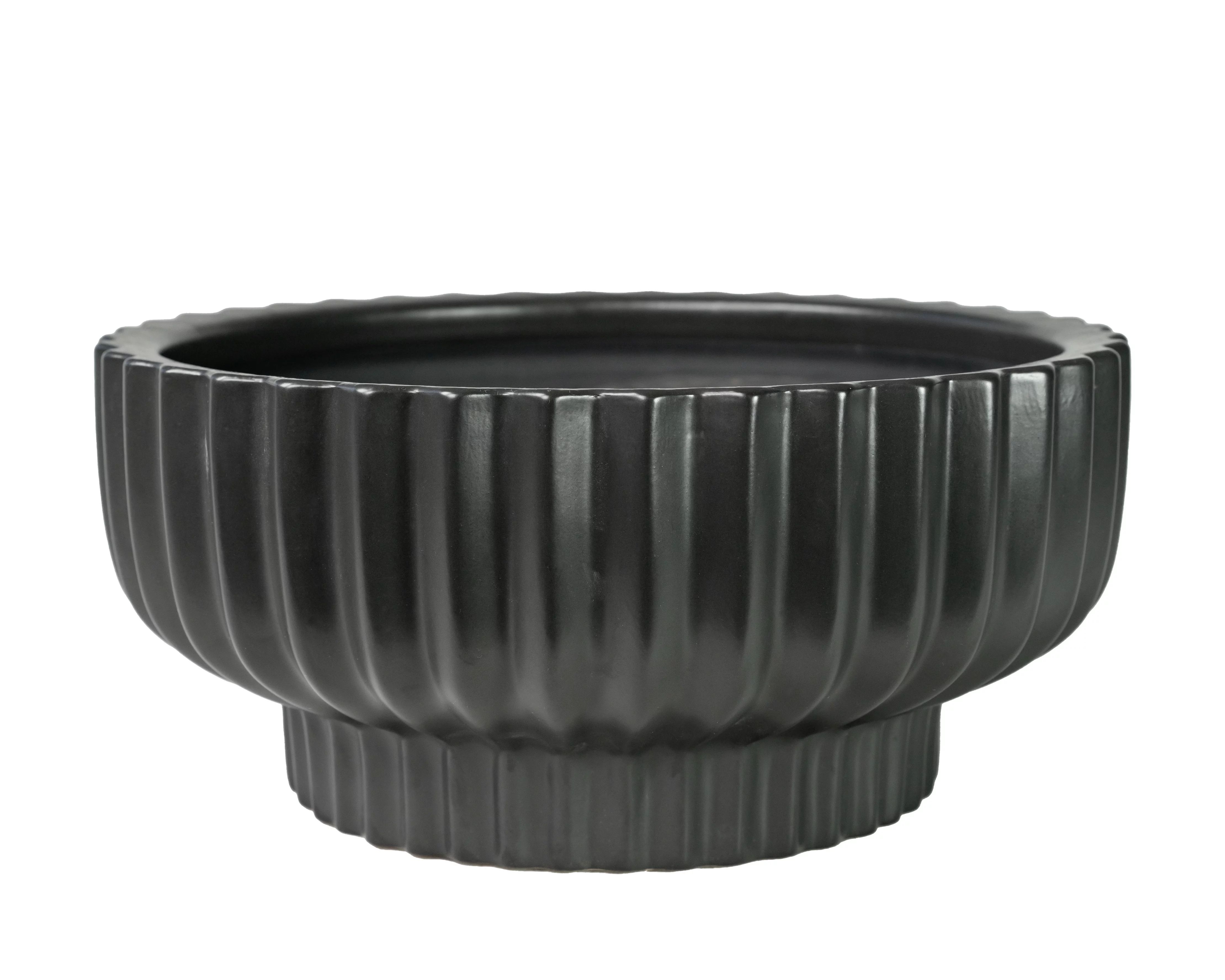 Better Homes & Gardens 12" Fischer Round Ceramic Planter, Black - Walmart.com | Walmart (US)