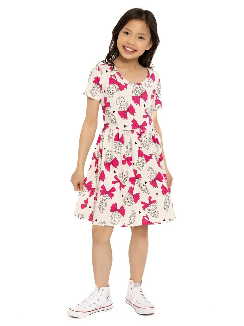 Disney Princess Girl's Short Sleeve All Over Print Dress, Sizes 4-12 | Walmart (US)