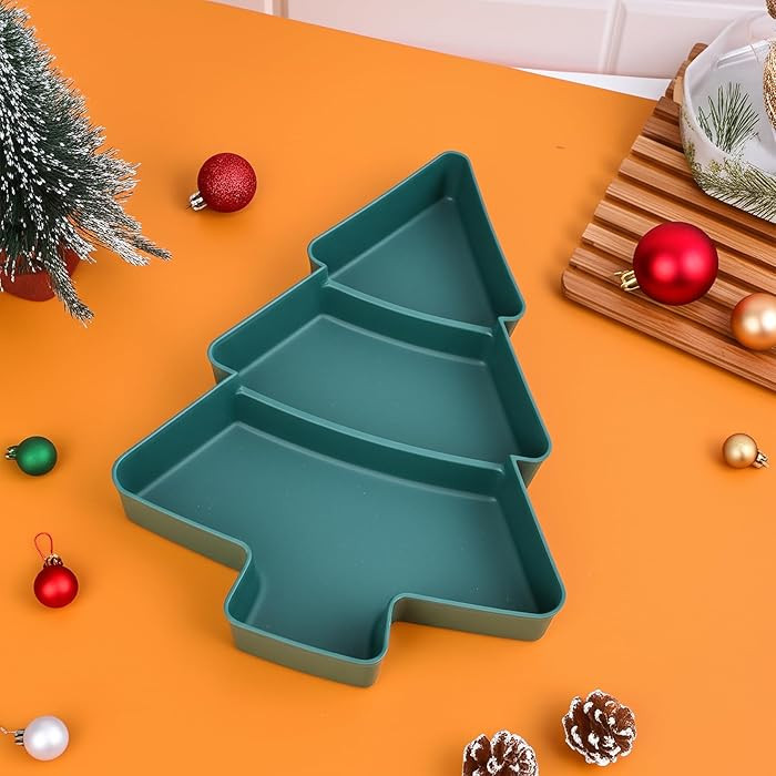 Amazon.com: Christmas Tree Food Storage Container, Medium Plastic Plate with Christmas Tree Patte... | Amazon (US)