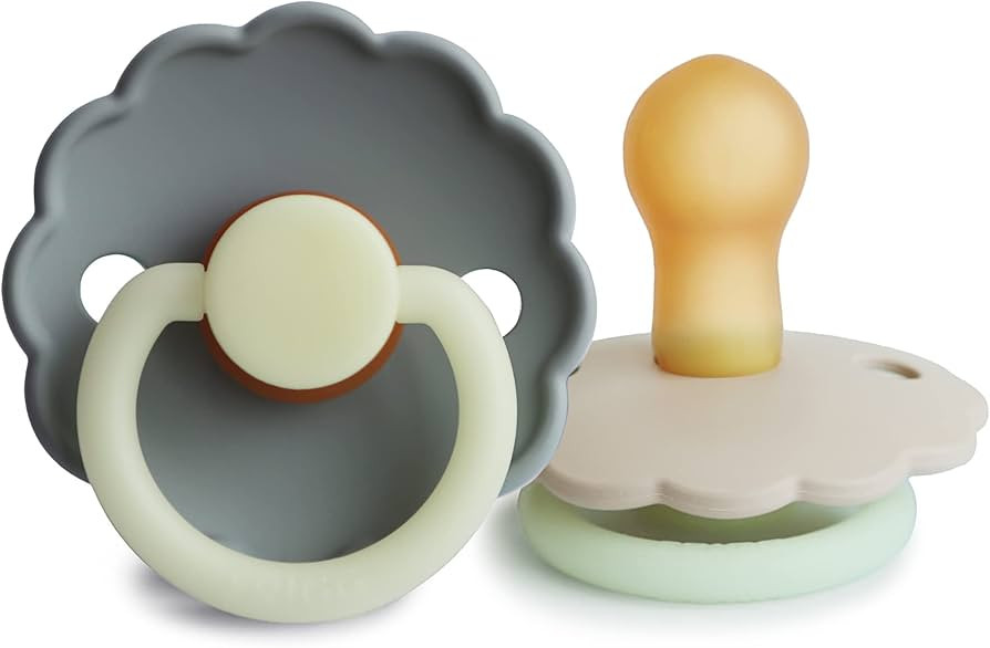 FRIGG Daisy Night Natural Rubber Baby Pacifier | Made in Denmark | BPA-Free (French Gray/Croissan... | Amazon (US)