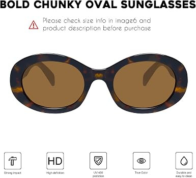 mosanana Oval Retro Trendy Sunglasses for Women 90s Style MS52371 | Amazon (US)