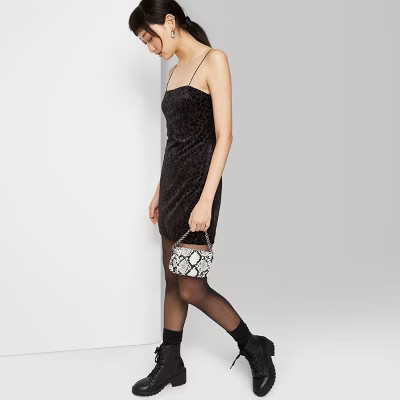 Women's Animal Print Sleeveless Square Neck Flocked Velvet Mini Dress - Wild Fable™ Black | Target