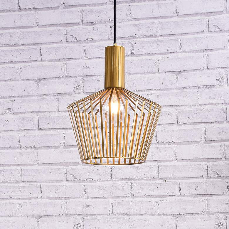 Ronnie 11 1/2" Wide Brass Iron Mini Pendant | Lamps Plus