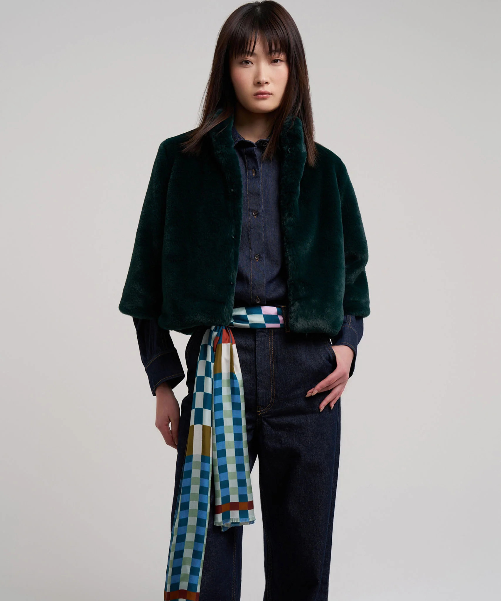 Checks Checks Silk Oblong Scarf | Echo New York