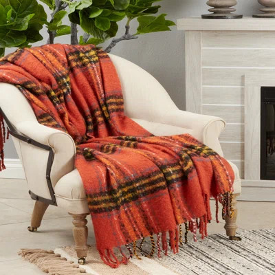 Fall Plaid Tassel Throw