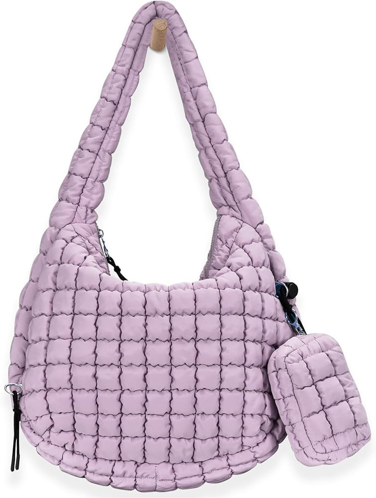 Puffer Tote Bag for Women Quilted Tote Bag Large Crossbody Bag Puffy Bag Hobo Bag Lightweight Car... | Amazon (US)