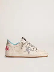 Ball Star LTD sneakers with silver glitter star and silver laminated leather heel tab | THE YES