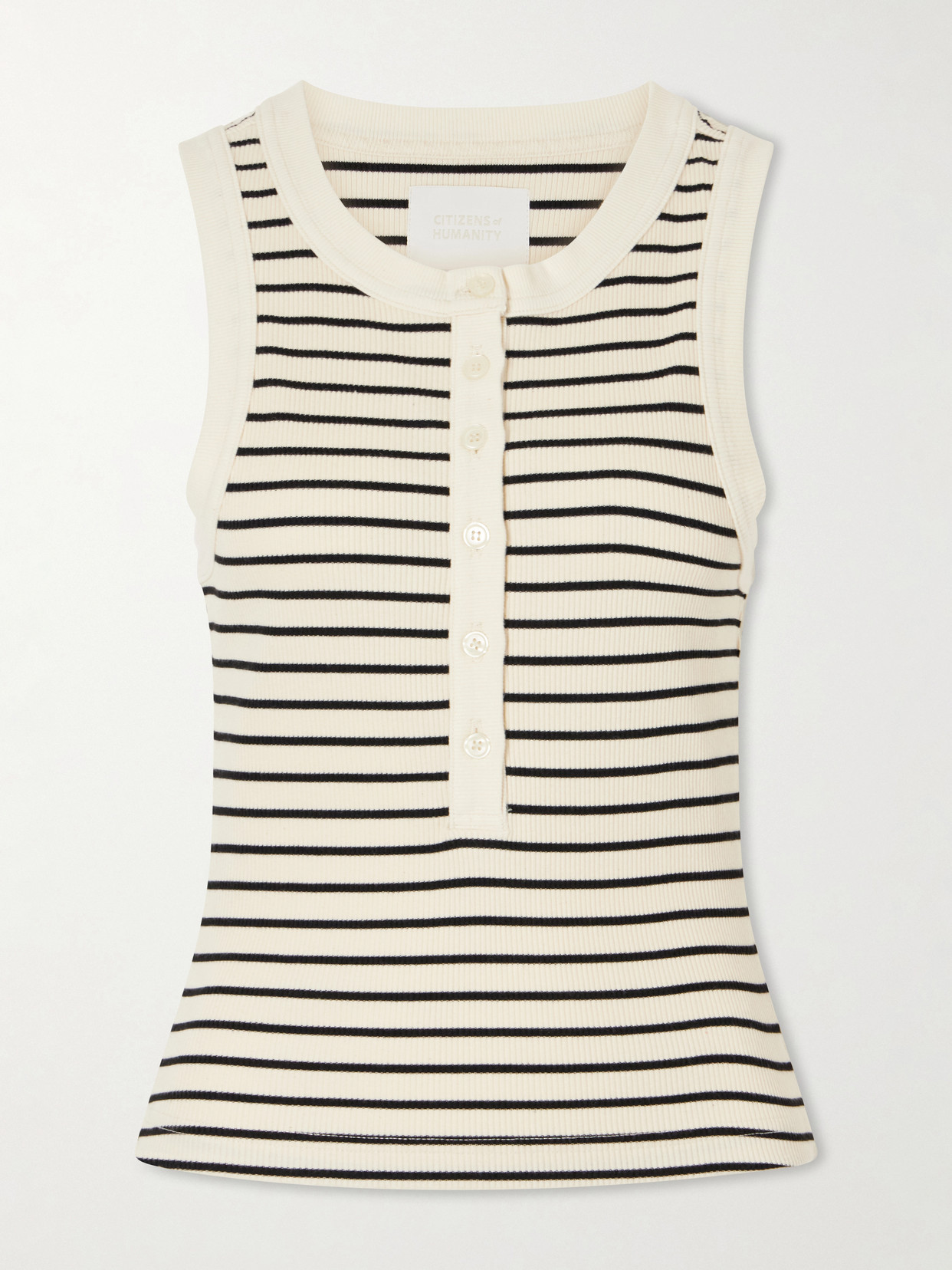 Citizens of Humanity - Caralyn Striped Ribbed Cotton-blend Tank - Neutrals | NET-A-PORTER (US)