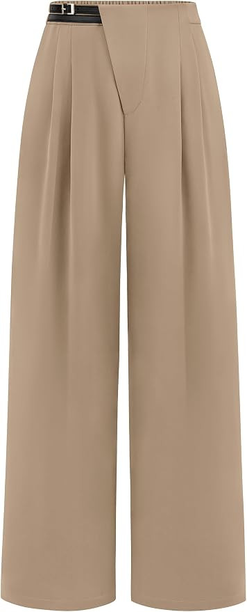 PRETTYGARDEN Women's Wide Leg Dressy Pants High Waisted Fashion Business Casual Work Office Trous... | Amazon (US)