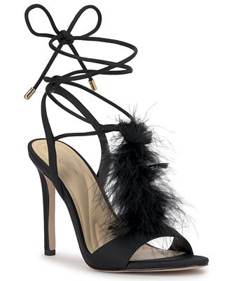 Women's Jenzin Feather Lace-Up Stiletto Dress Sandals | Macy's