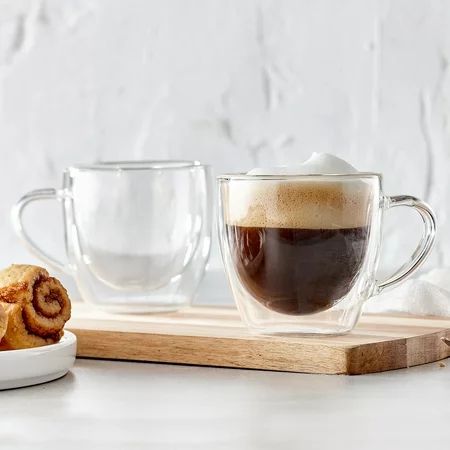 Insulated Double Wall Mug Cup Glass-Set of 4 Mugs/Cups for Coffee,Cappuccino,latte,espresso,Tea,Ther | Walmart (US)