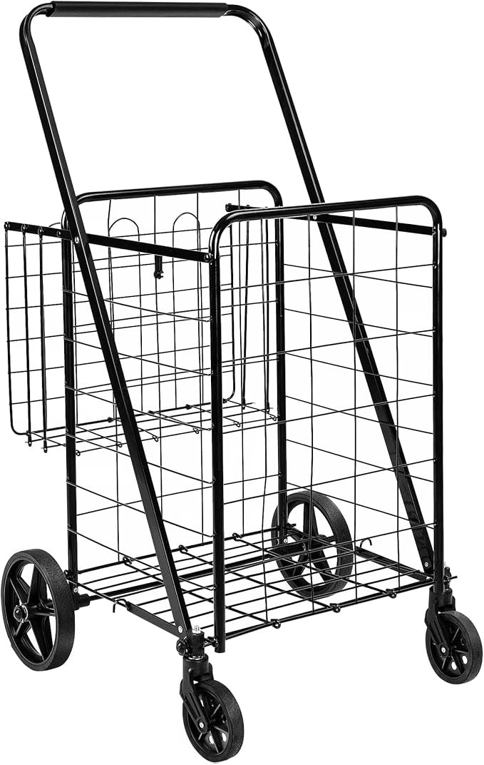 Amazon Basics Foldable Collapsible Shopping Utility Cart with 360-Degree Wheels, Multi-Functional... | Amazon (US)