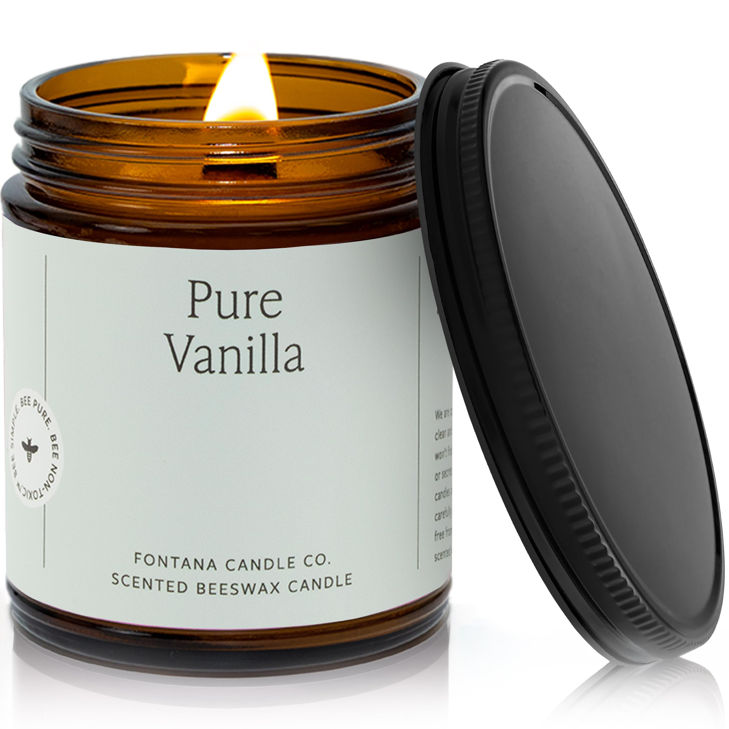 Fontana Candle Co Wood Wick Beeswax Jar Candles, Pure Vanilla - Made with Coconut Oil & Pure Esse... | Amazon (US)