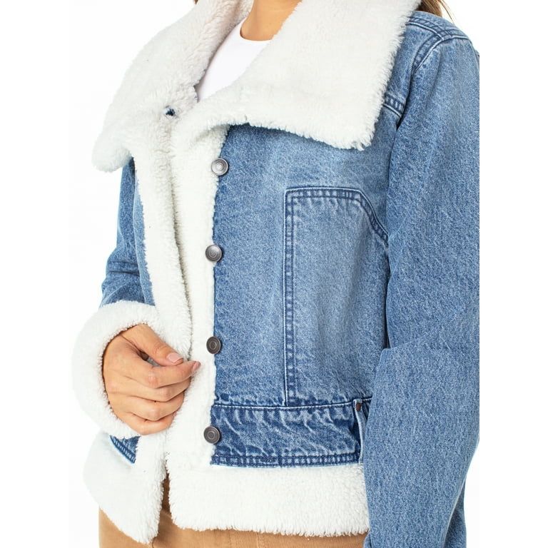 Celebrity Pink Women's Faux Sherpa Jacket, Sizes XS-3X | Walmart (US)