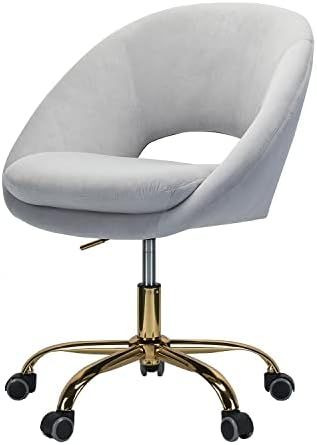 Amazon.com: Modern Home Office Chair, Comfortable Velvet Upholstered Desk Chair with Adjustable Swiv | Amazon (US)