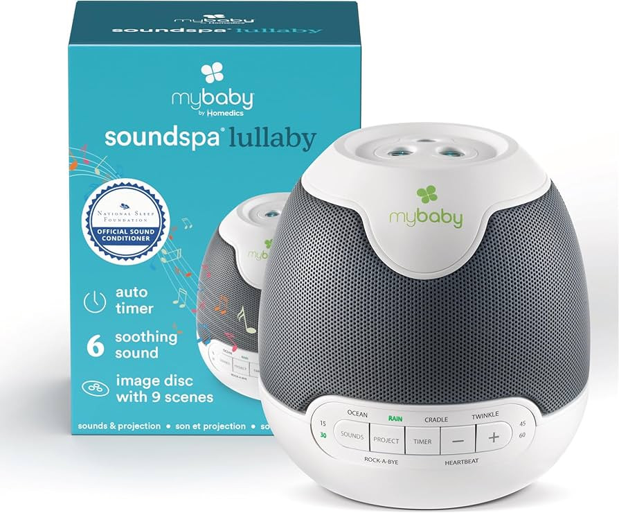 MyBaby, SoundSpa Lullaby - Sounds & Projection, Plays 6 Sounds & Lullabies, Image Projector Featu... | Amazon (US)